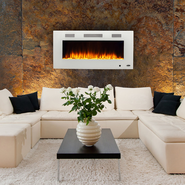 Premium white electric fireplace